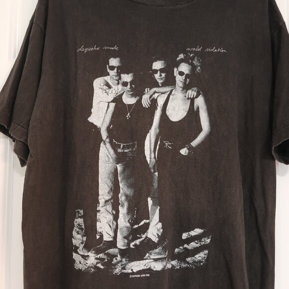 Vintage Depeche Mode World Violation DM 1990 Original Black Concert Tour T-Shirt - Picture 2 of 5